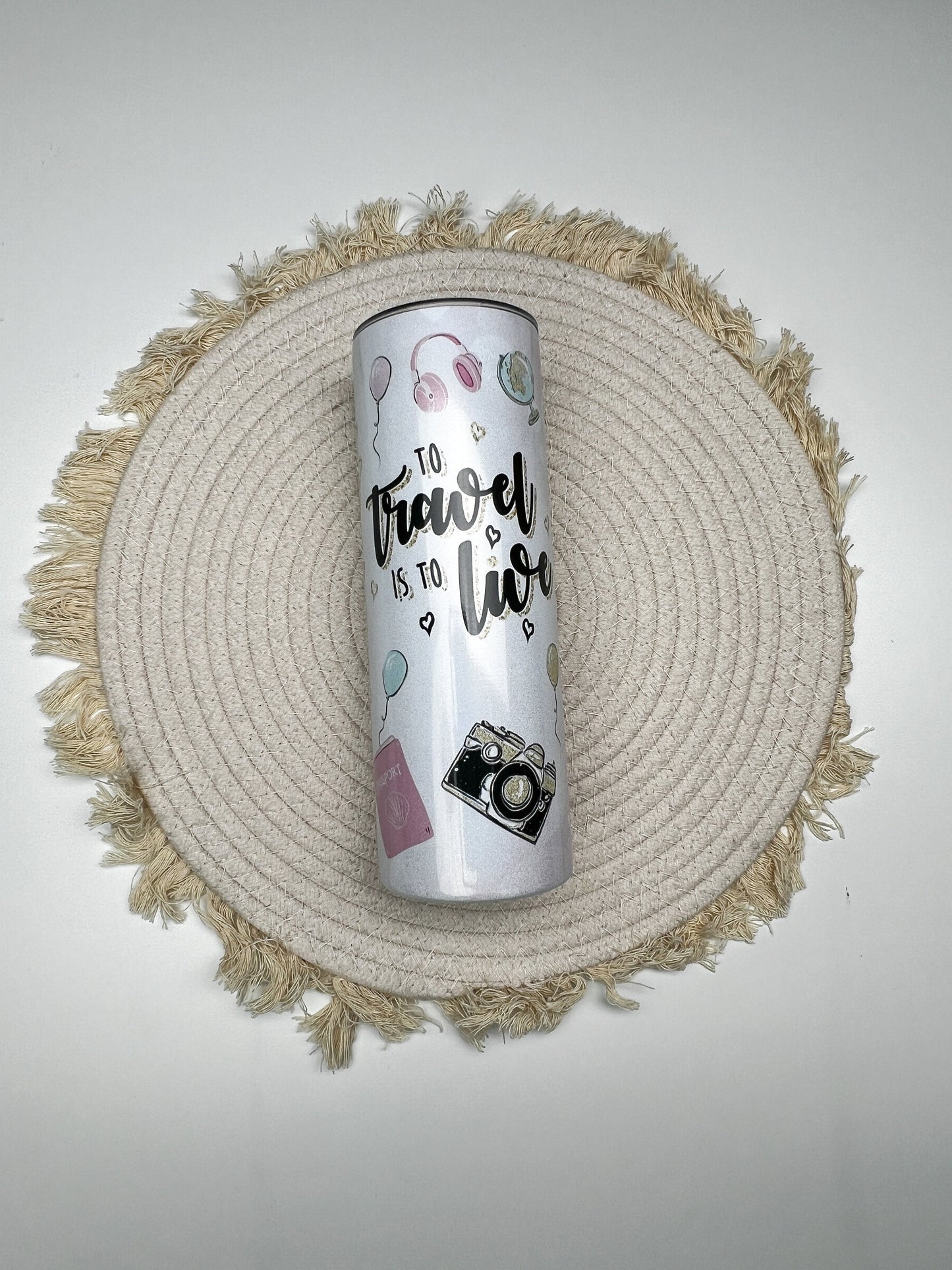 Travel Life 20oz tumbler, Travel Girly tumbler, Travel Love custom stainless tumbler