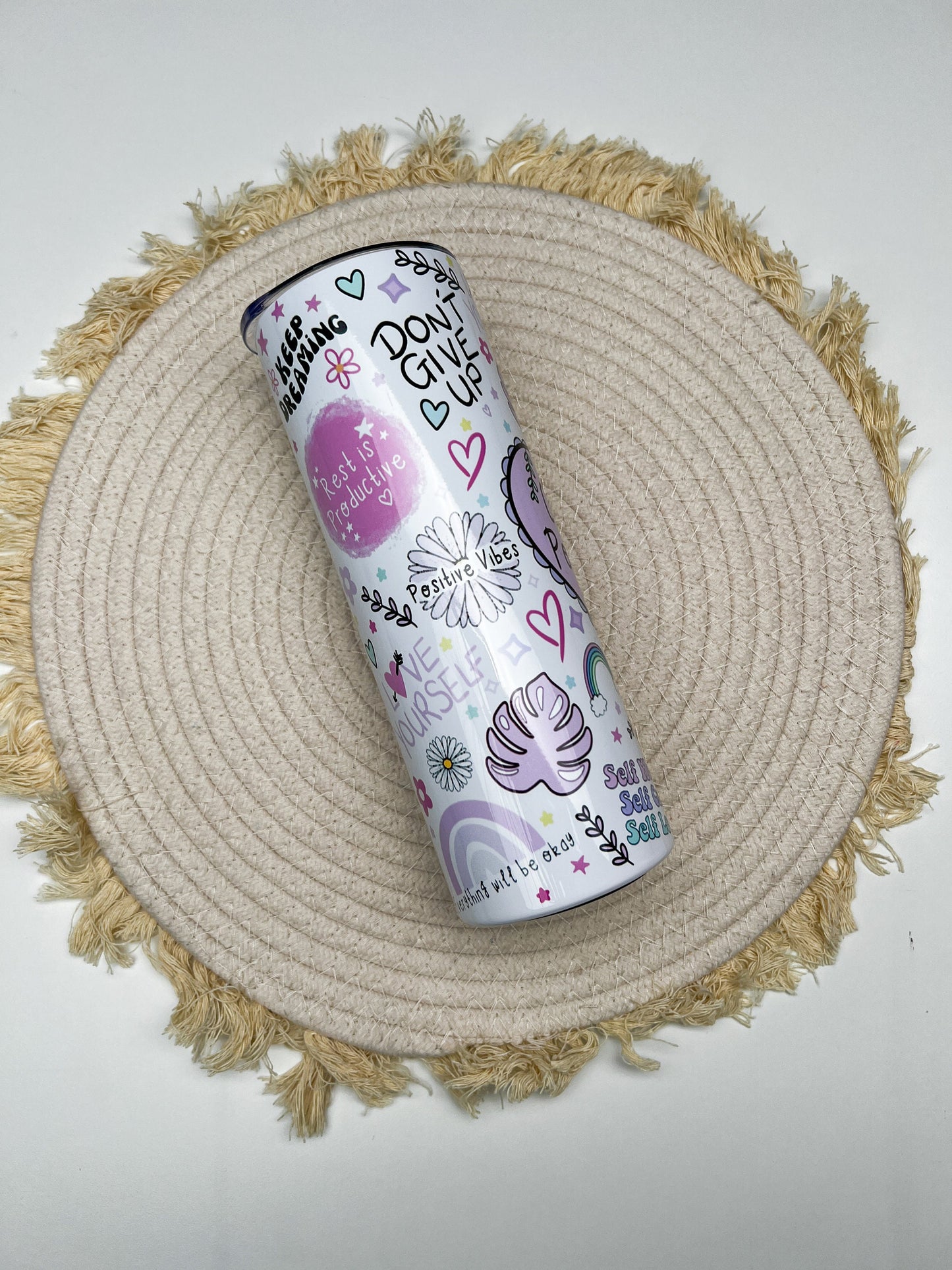 Cup of Positivity 20oz tumbler, Positive Affirmations tumbler, Positive Mental Health custom stainless tumbler