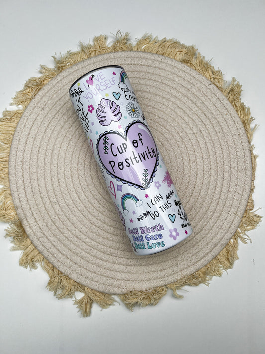 Cup of Positivity 20oz tumbler, Positive Affirmations tumbler, Positive Mental Health custom stainless tumbler
