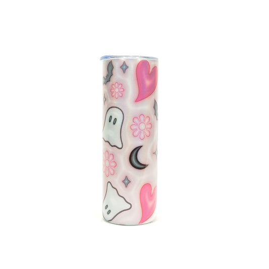 3D Spooky Vibes 20oz tumbler, Pink Spooky custom tumbler, Spooky custom stainless tumbler