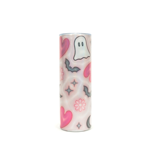 3D Spooky Vibes 20oz tumbler, Pink Spooky custom tumbler, Spooky custom stainless tumbler