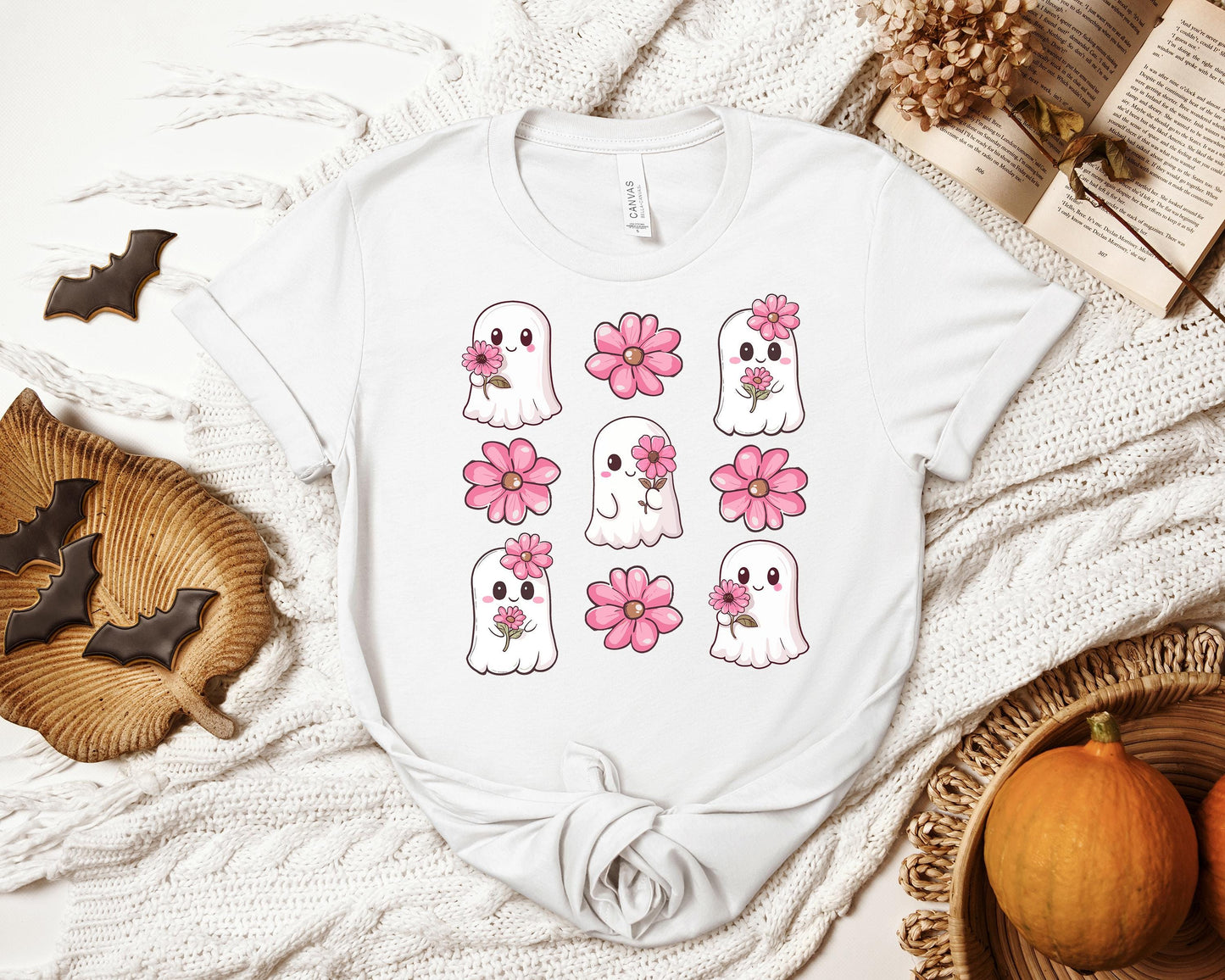 Floral Ghostie T-shirt, Cute Ghostie Shirt, Floral Ghost Shirt, Spooky Shirt