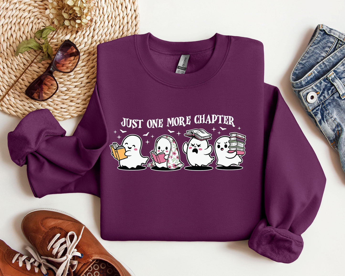 Book Ghosties Sweater, One More Chapter Sweatshirt, Book Ghosts Sweater, Cute Book Sweatshirt