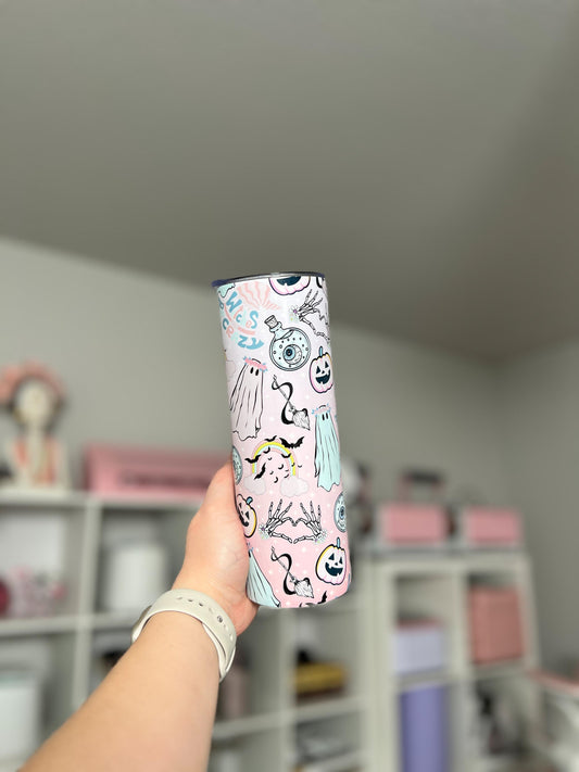 Witches Be Crazy 20oz tumbler,  Pink Spooky custom tumbler, Spooky custom stainless tumbler