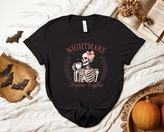 Nightmare Before Coffee T-shirt, Coffee Addict Shirt, Coffee Lover Shirt, Coffee Skeleton Shirt, Nightmare Before Coffee Shirt