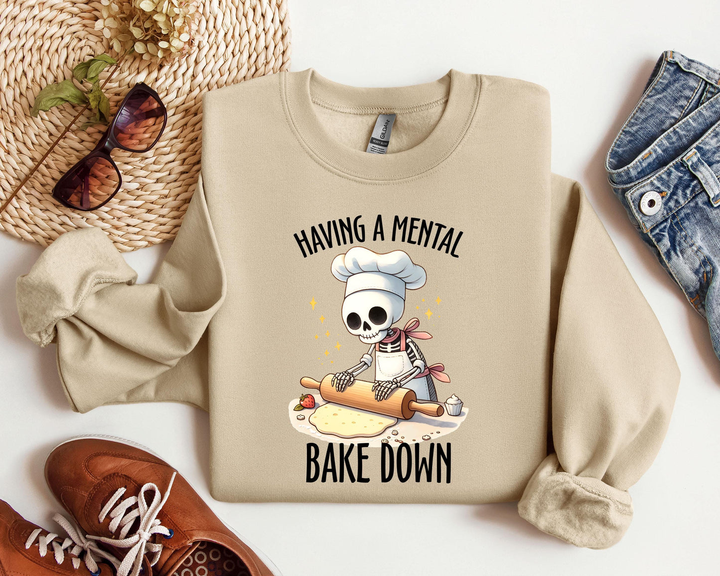 Having A Mental Bake Down Sweatshirt, Mental Bake Down Sweater, Baker Sweater,  Funny Sweater