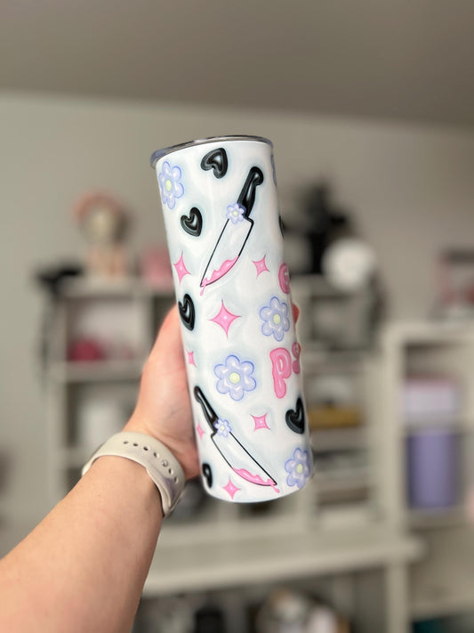 Cute But Psycho 20oz tumbler,  Pink Spooky custom tumbler, Spooky custom stainless tumbler
