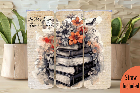 Book Lover Tumbler,  In My Dark Romance Era Tumbler, Gifts for Book Lovers, 20oz Skinny Tumbler with Lid & Straw