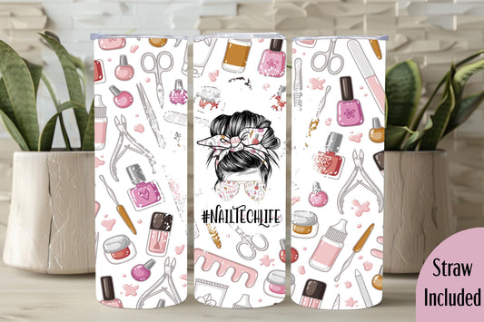 Nail Tech Gifts, Nail Tech Tumbler, Nail Artist Gift, Nail Tech, 20oz Skinny Tumbler with Lid & Straw