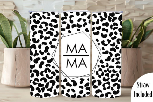 Mama Tumbler, Cheetah Print Mama Tumbler, Mom Gift, Mama, 20oz Skinny Tumbler with Lid & Straw
