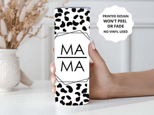 Mama Tumbler, Cheetah Print Mama Tumbler, Mom Gift, Mama, 20oz Skinny Tumbler with Lid & Straw