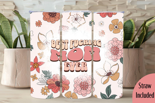 Mama Tumbler, Floral Mama Tumbler, Mom Gift, Sassy Mama, 20oz Skinny Tumbler with Lid & Straw