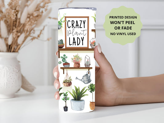Plant Mama Tumbler, Crazy Plant Lady Tumbler, Plant Lover Gift, Funny Gift, 20oz Skinny Tumbler with Lid & Straw