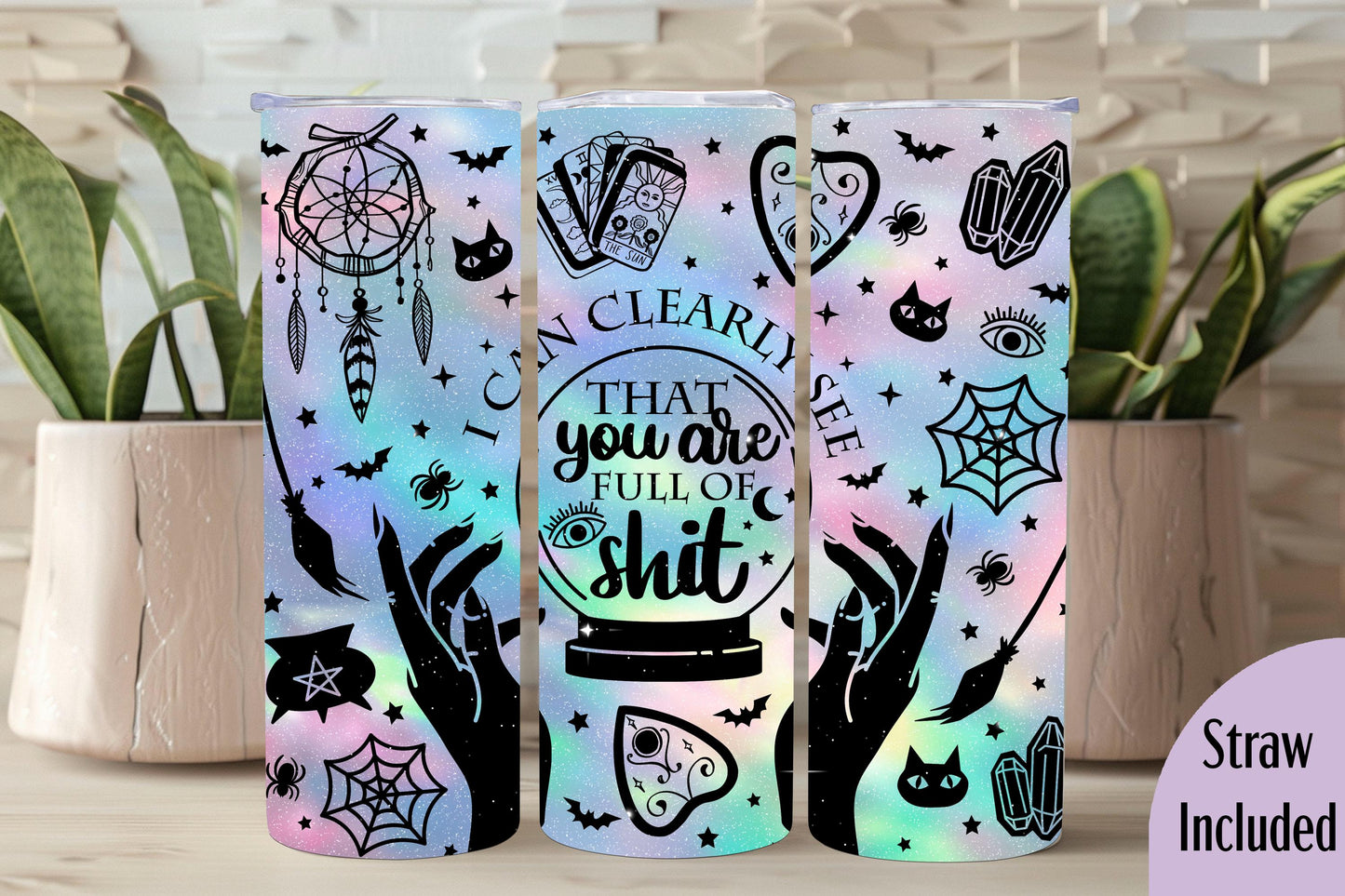 Crystal Ball Tumbler, Funny Tumbler, Witchy Gift, Crystal Ball, Witchy,  20oz Skinny Tumbler with Lid & Straw
