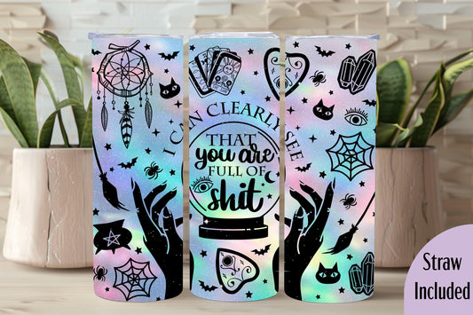 Crystal Ball Tumbler, Funny Tumbler, Witchy Gift, Crystal Ball, Witchy,  20oz Skinny Tumbler with Lid & Straw