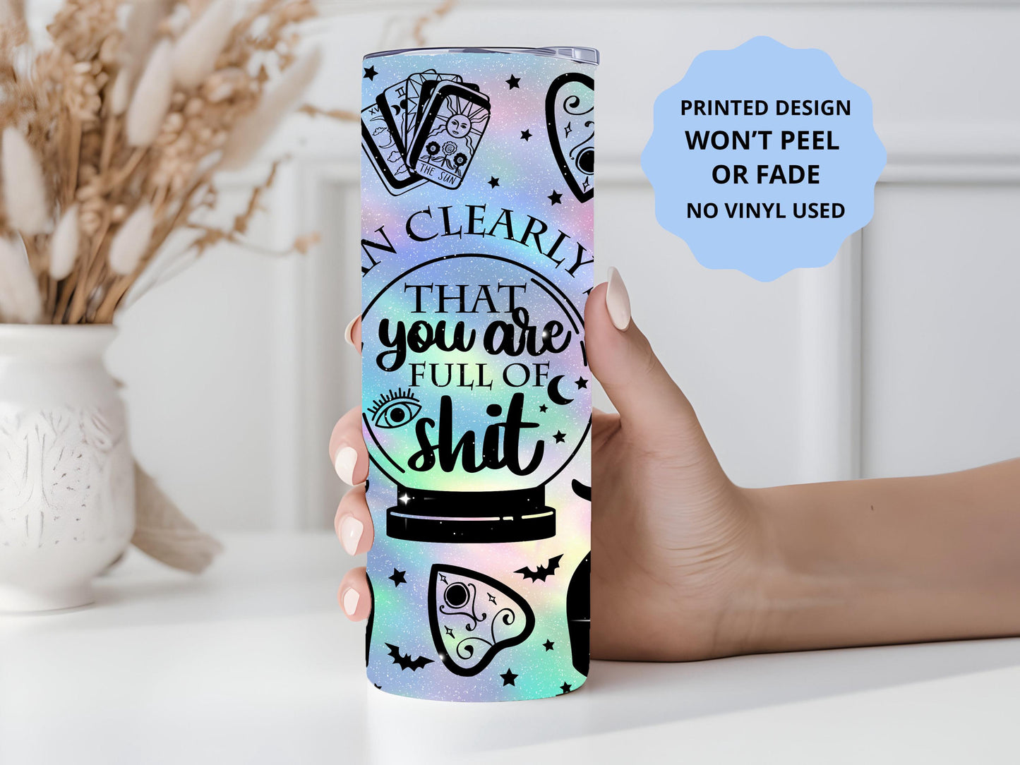 Crystal Ball Tumbler, Funny Tumbler, Witchy Gift, Crystal Ball, Witchy,  20oz Skinny Tumbler with Lid & Straw