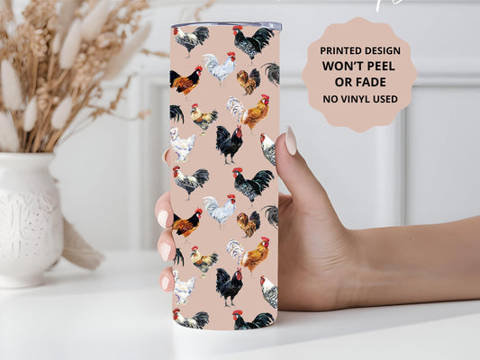 Chickens Tumbler, Chicken Lover Tumbler, Gift, 20oz Skinny Tumbler with Lid & Straw