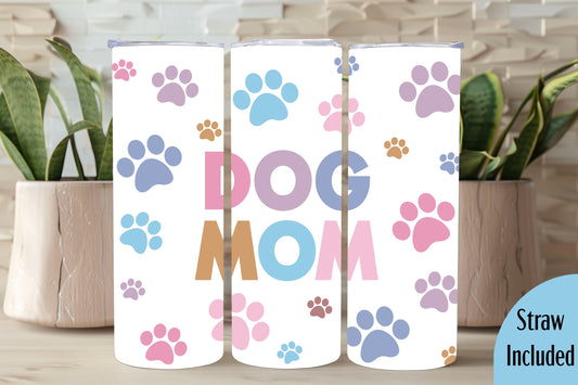 Dog Mom, Dog Mom Tumbler, Dog Mama Gift, 20oz Skinny Tumbler with Lid & Straw