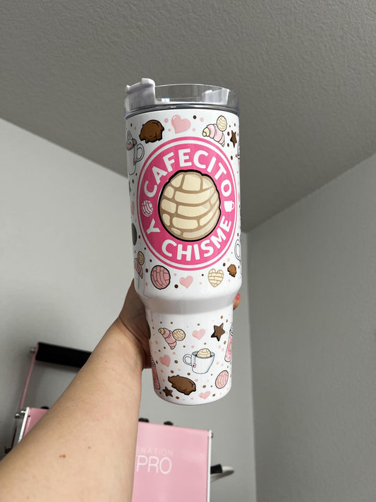 Cafecito Y Chisme 40oz tumbler, Cafecito quencher, Coffee custom tumbler
