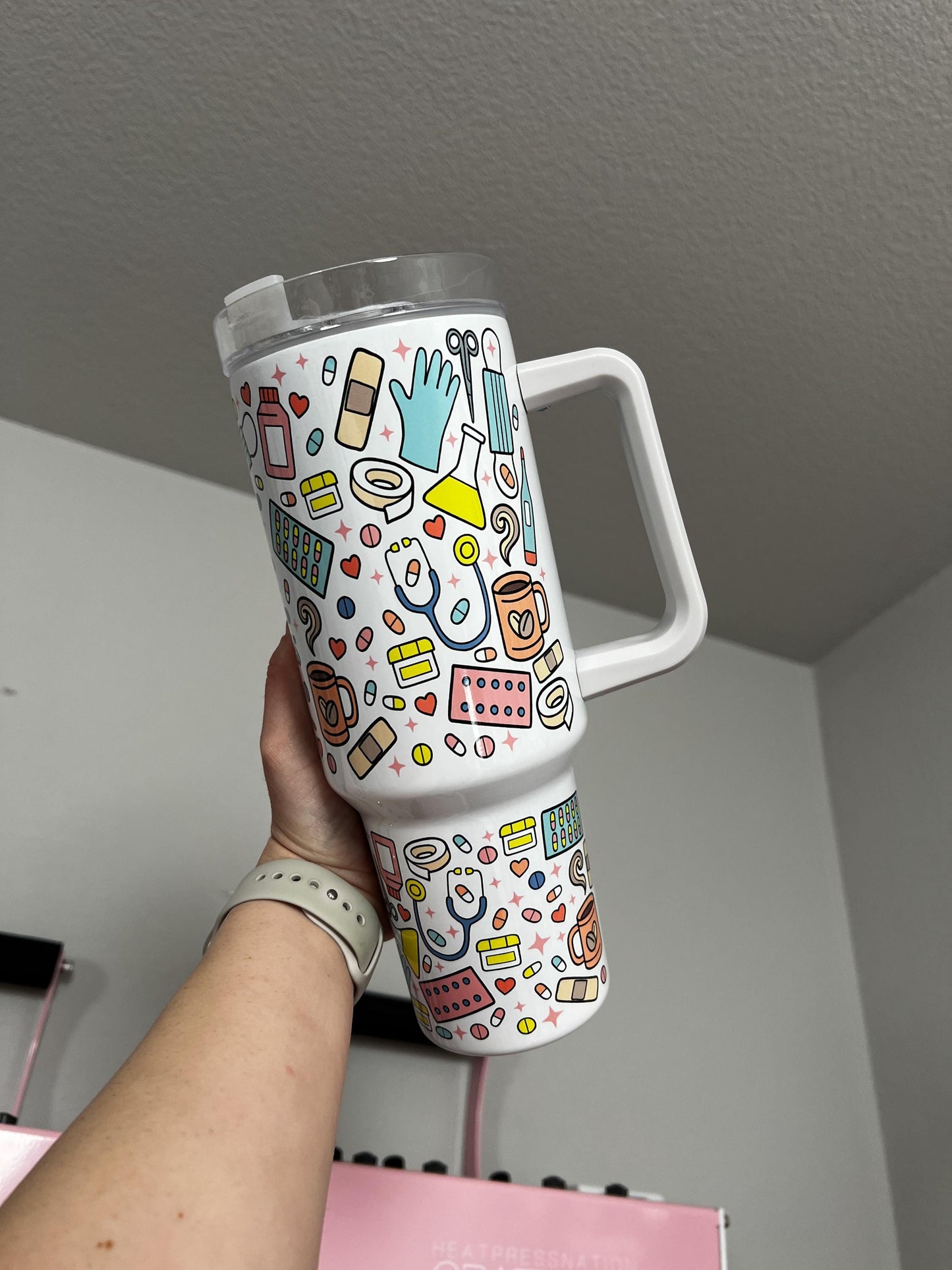 Nurse Life 40oz tumbler, Nurse quencher, Scrubs and Rubber Gloves custom tumbler