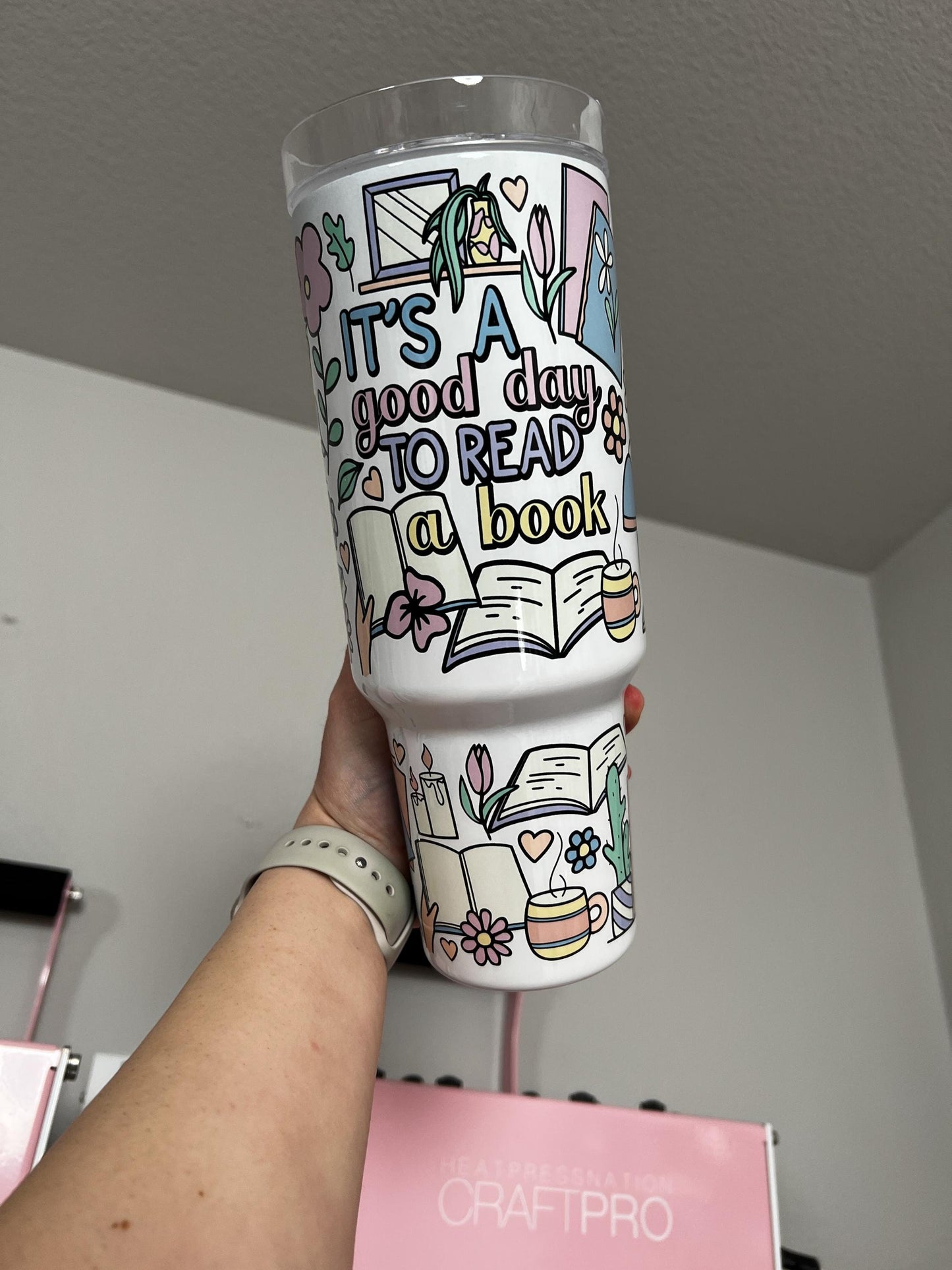 Its A Good Day to Read A Book 40oz tumbler, Book quencher, Reader custom tumbler
