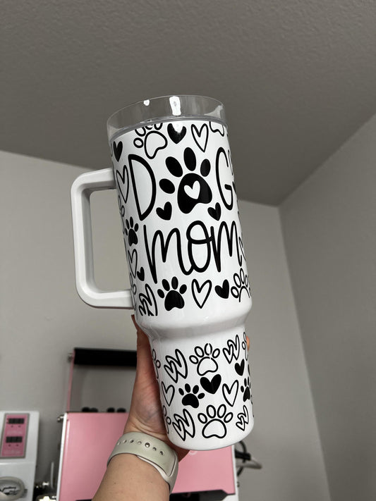 Dog Mom 40oz tumbler, Dog Lover custom tumbler, Dog Mom custom stainless tumbler
