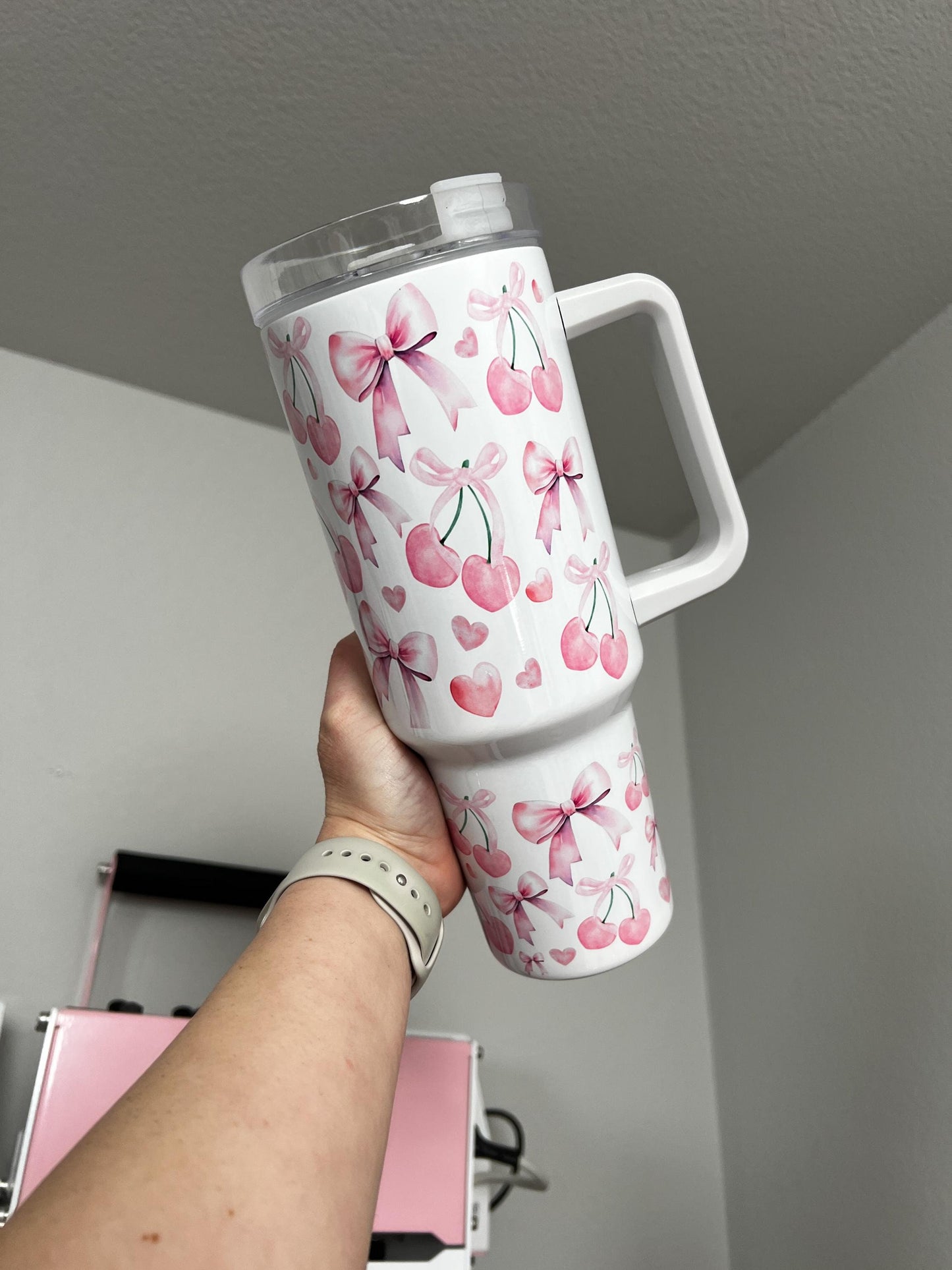 Coquette 40oz tumbler, Bows quencher, Coquette custom tumbler