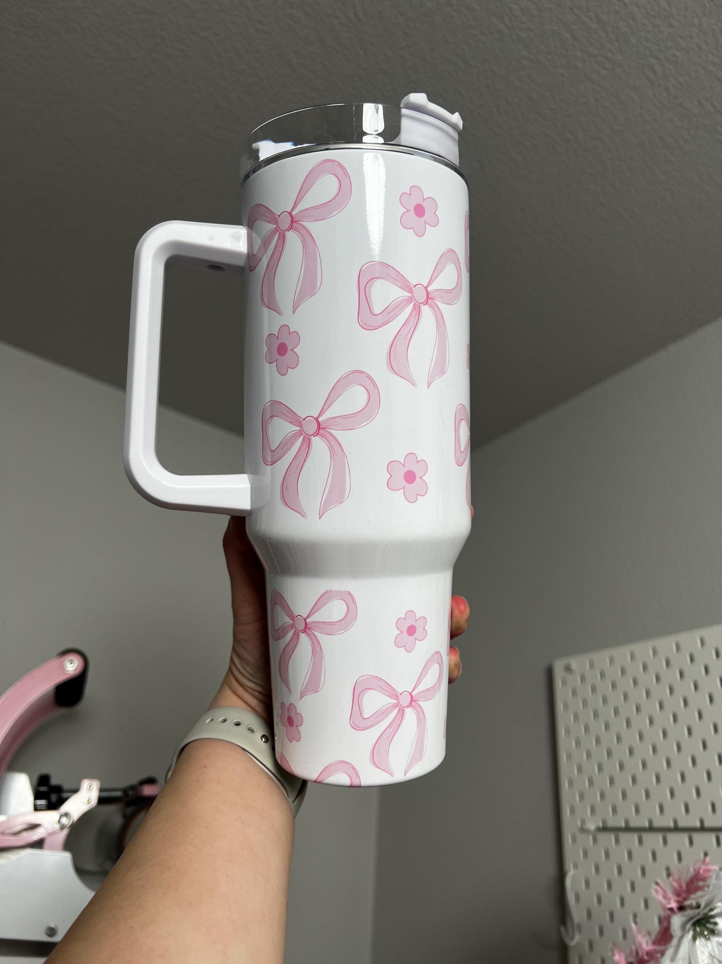 Coquette 40oz tumbler, Girly Coquette quencher, Coquette Bows custom tumbler
