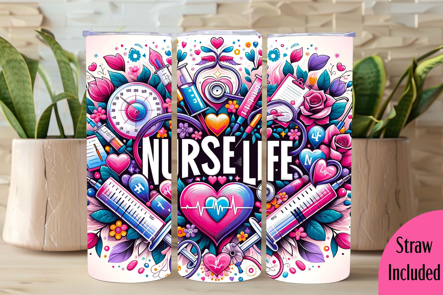 Nurse Life 20oz tumbler, Nurse tumbler, Nurse custom stainless tumbler
