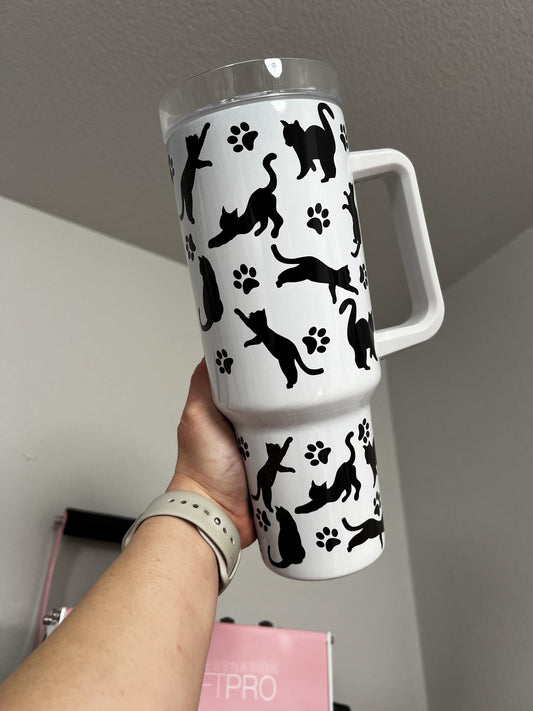 Cat Lover 40oz tumbler, Cats custom tumbler, I Love Cats custom stainless tumbler