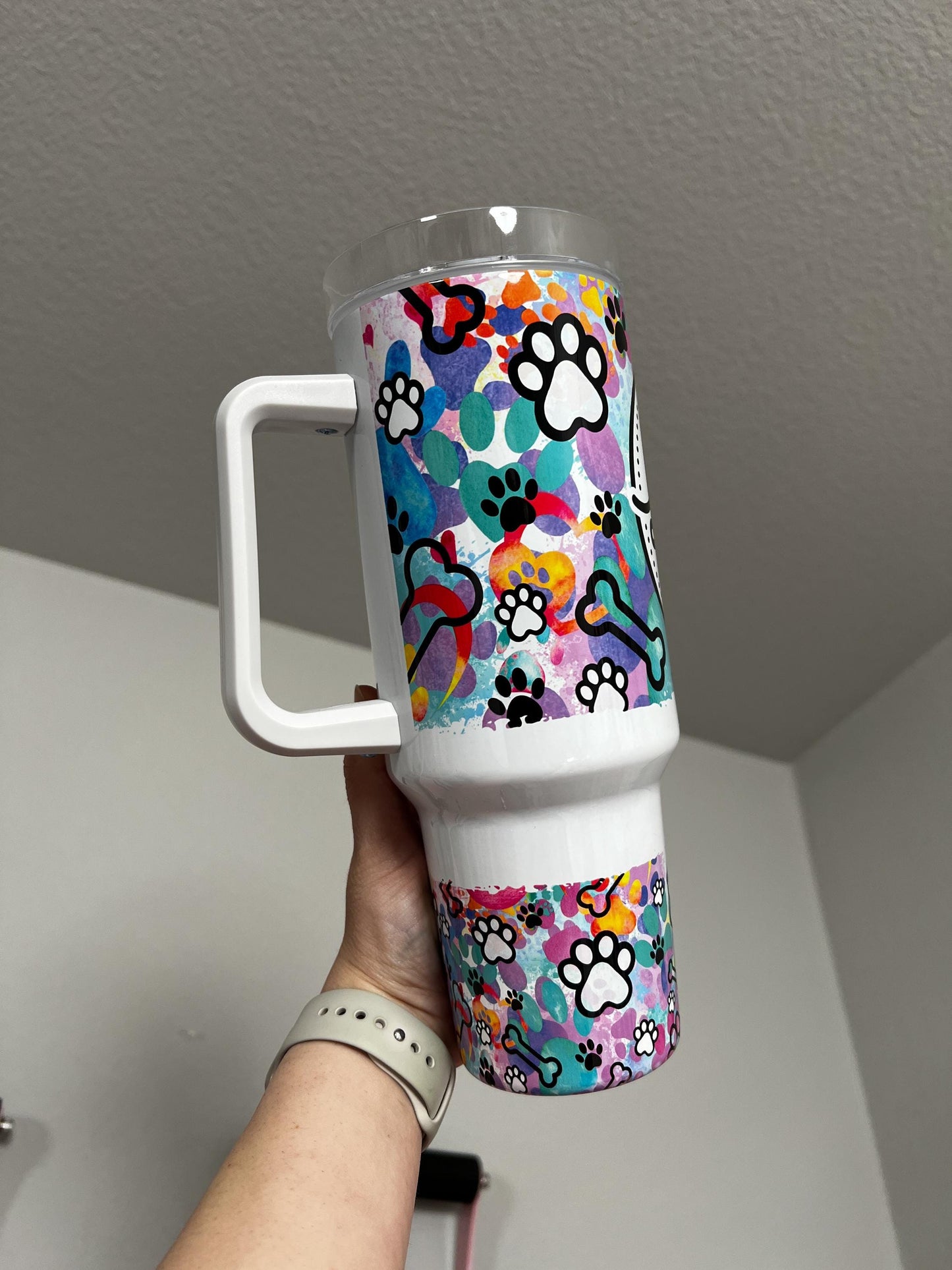 Fur Mama 40oz tumbler, Colorful custom tumbler, Fur Mama custom stainless tumbler