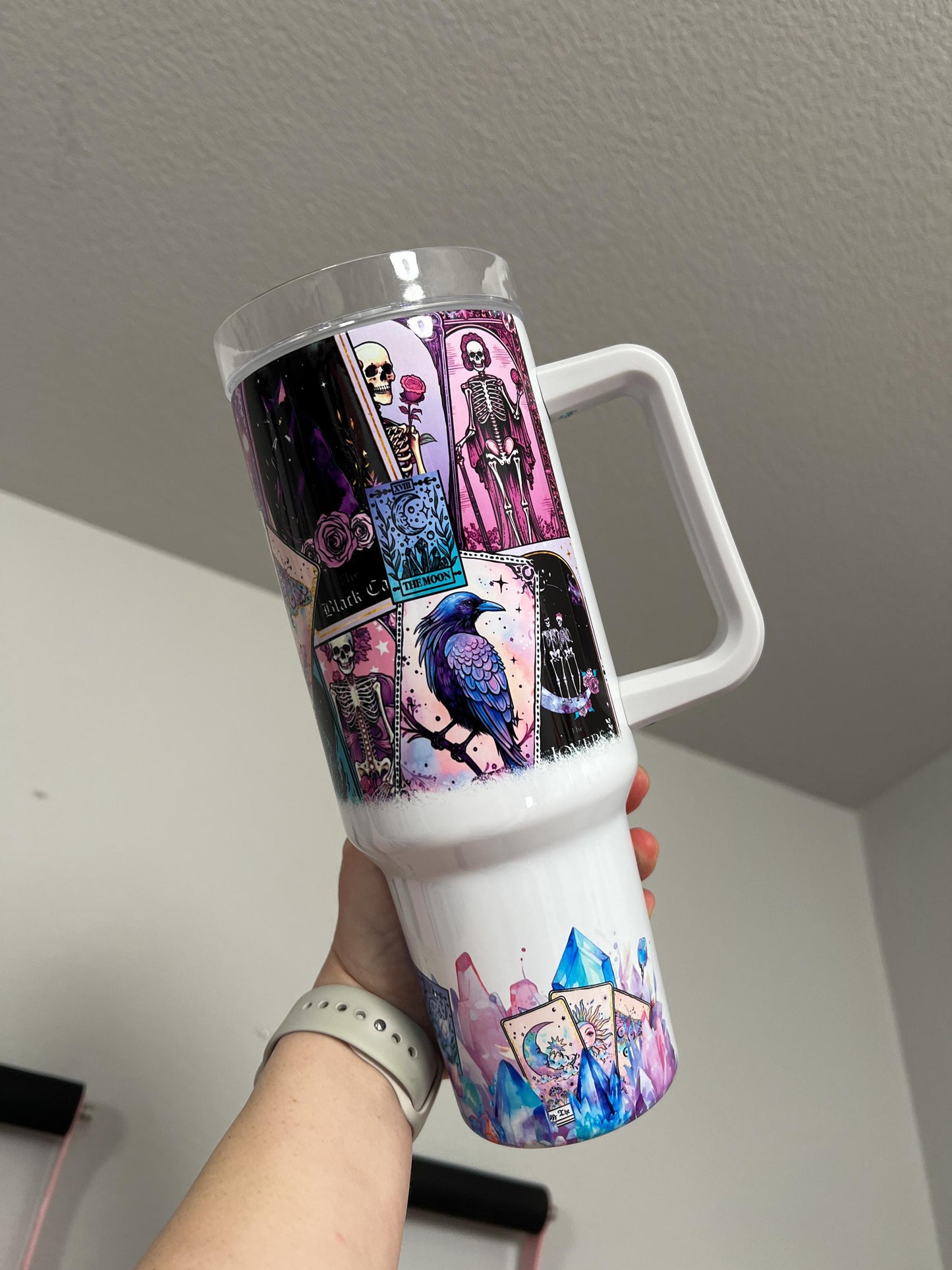 Tarot Cards 40oz tumbler, Witchy quencher, Mystical custom tumbler