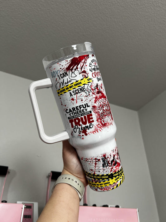 True Crime 40oz tumbler, True Crime Lover quencher, True Crime custom tumbler