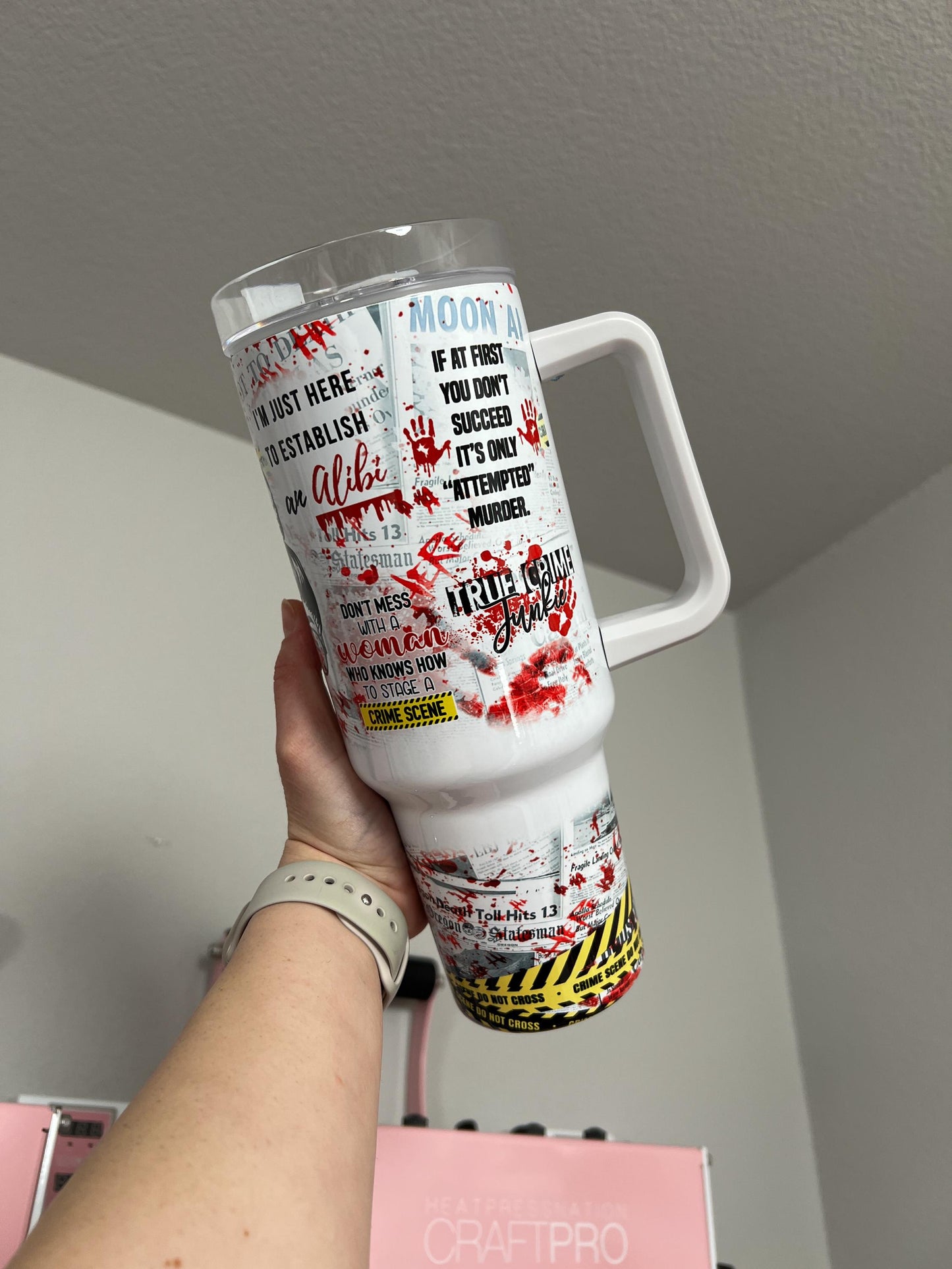 True Crime 40oz tumbler, True Crime Lover quencher, True Crime custom tumbler