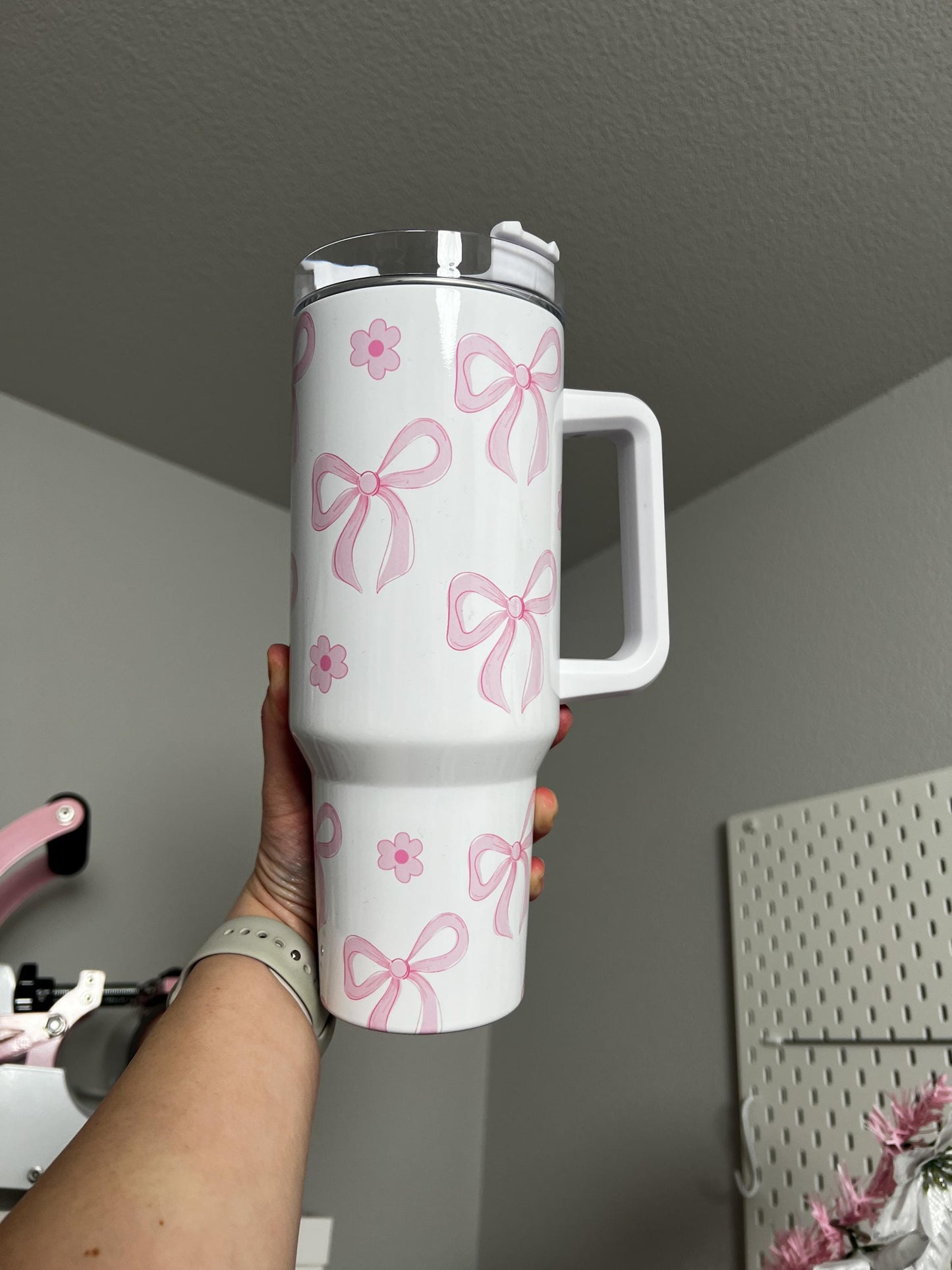 Coquette 40oz tumbler, Girly Coquette quencher, Coquette Bows custom tumbler