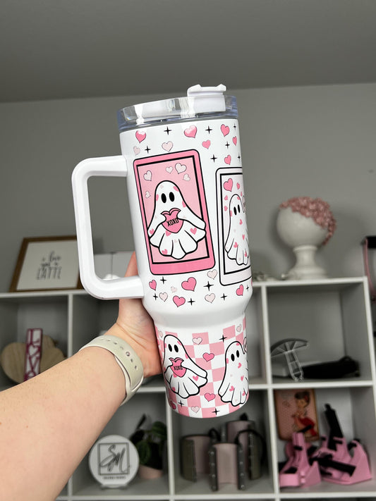 Love Ghosties 40oz tumbler, Lover quencher, Ghosties custom tumbler