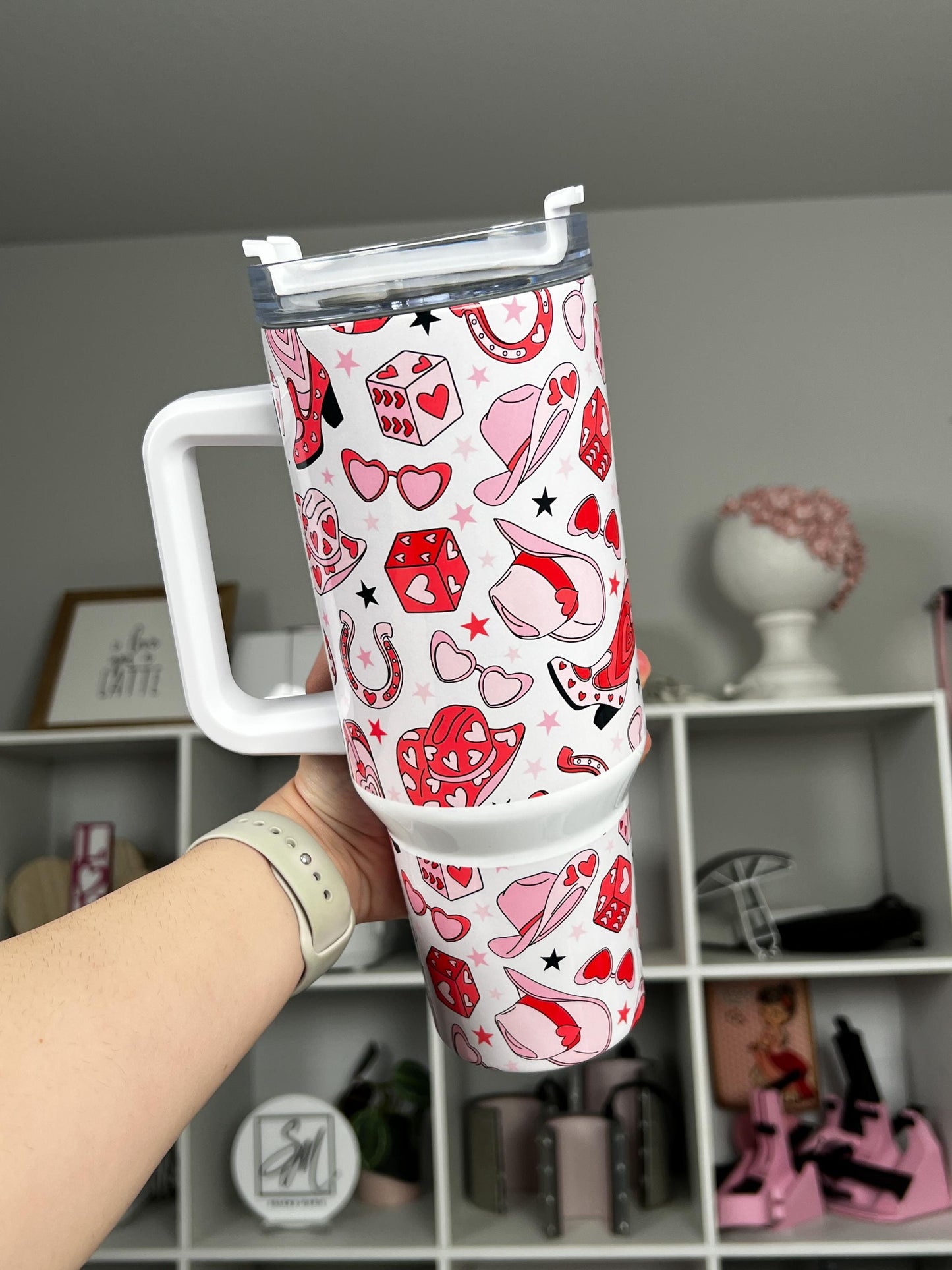 Retro Valentine 40oz tumbler, Valentine Vibes quencher, Retro Lover custom tumbler