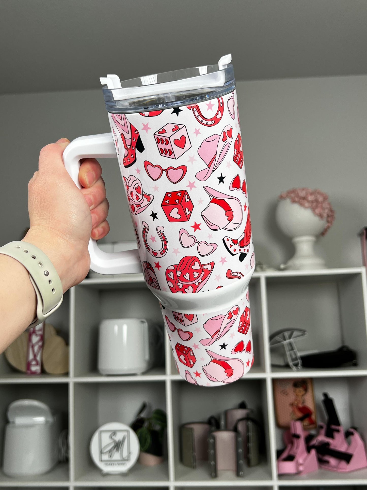 Retro Valentine 40oz tumbler, Valentine Vibes quencher, Retro Lover custom tumbler