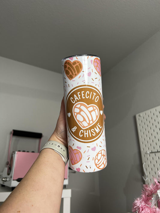 Cafecito Y Chisme 20oz tumbler, Cafecito custom tumbler, Chisme custom stainless tumbler