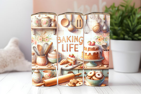 Baking Life 20oz tumbler, Baker Lover tumbler, Baking Tools custom stainless tumbler