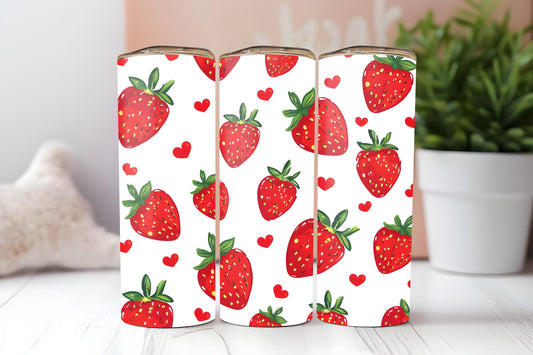 Coquette Strawberries 20oz tumbler, Girly tumbler, Coquette custom stainless tumbler