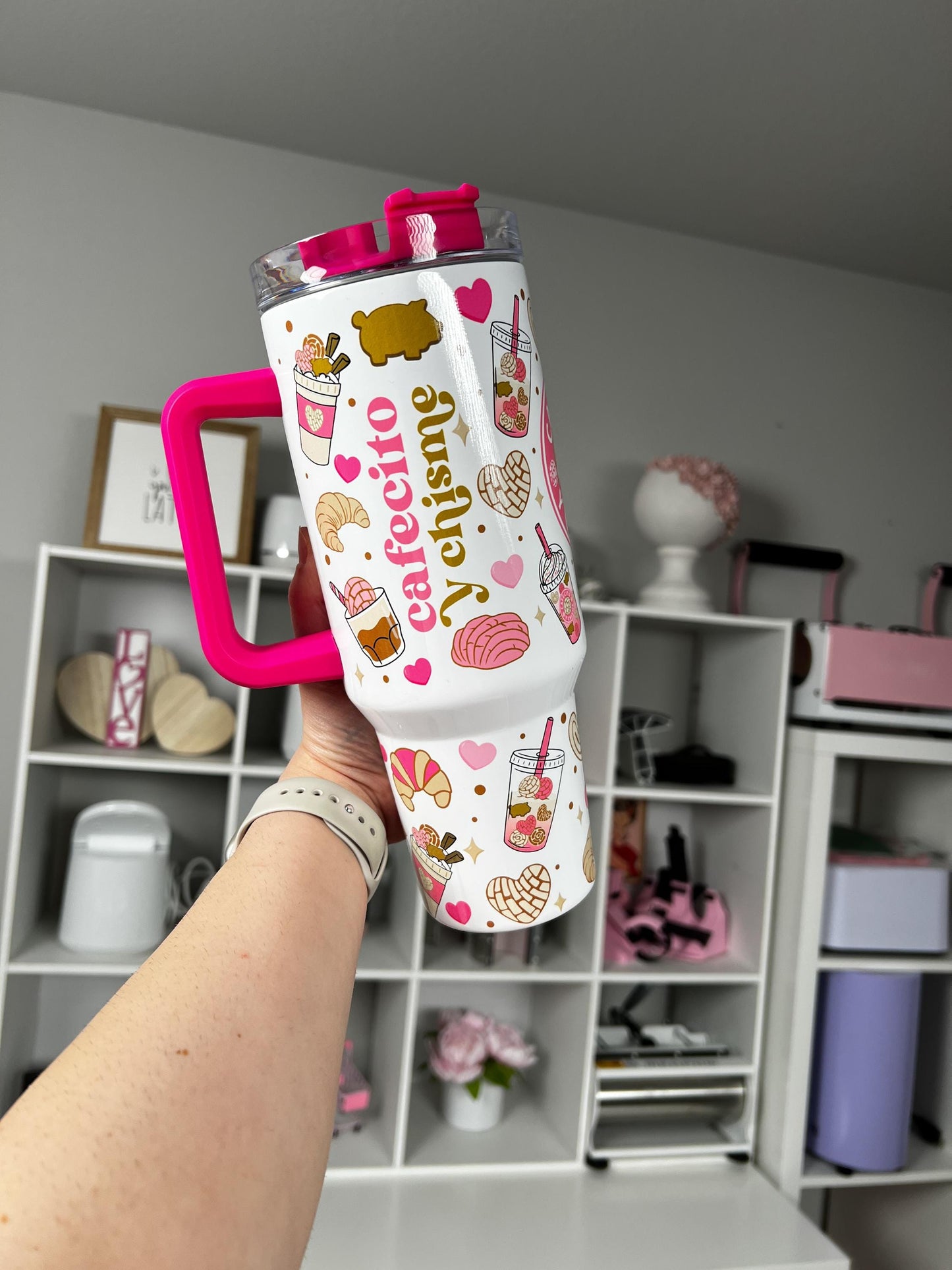 Cafecito Y Chisme 40oz tumbler, Cafecito quencher, Coffee custom tumbler
