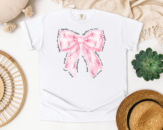 Breast Cancer Support T-shirt, Coquette Bow Shirt, Awareness Shirt, Breast Cancer Awareness Shirt