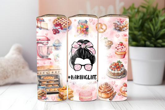 Baking Life 20oz tumbler, Baker Lover tumbler, Baking Tools custom stainless tumbler
