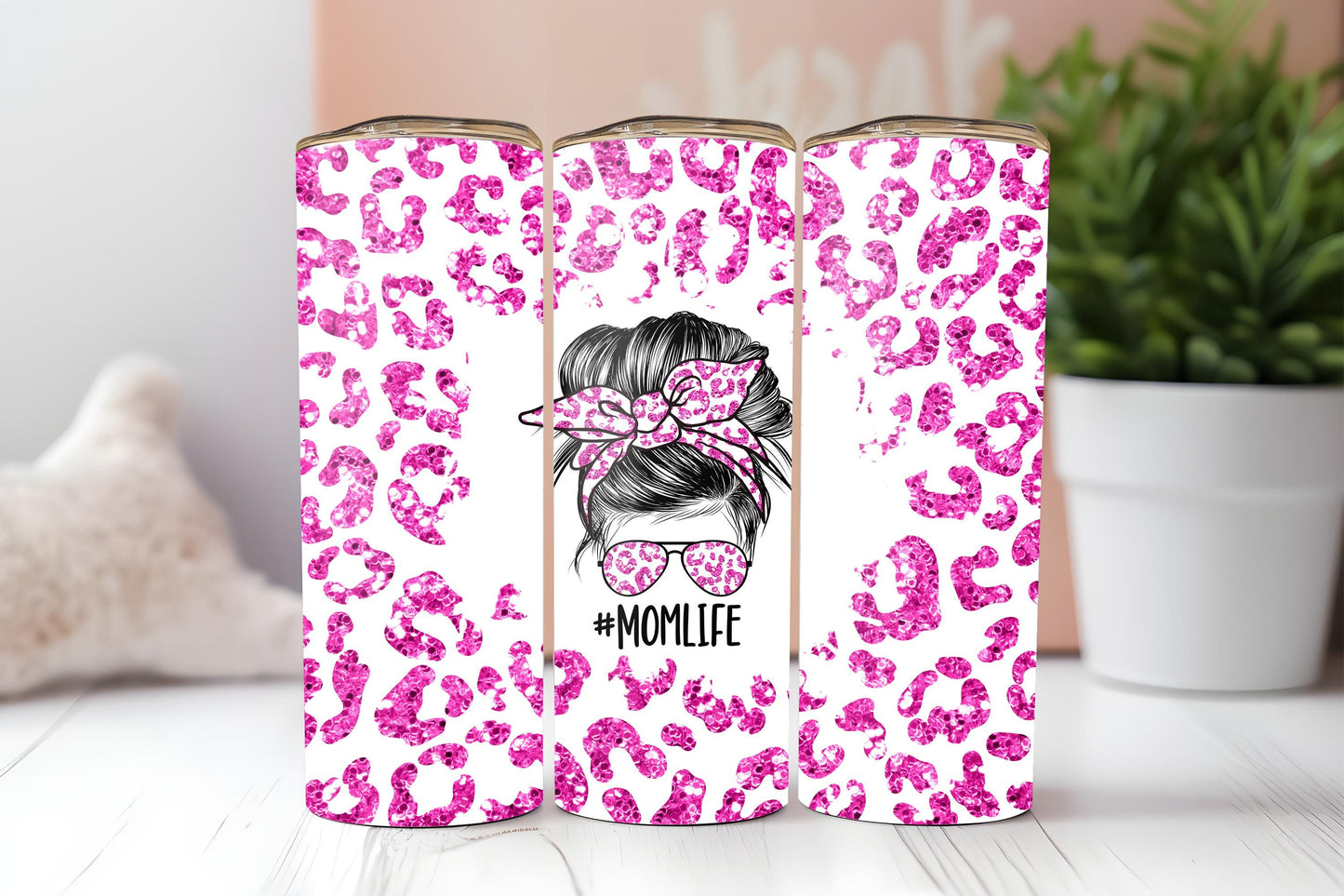 Mom Life Tumbler, Cheetah Mama Tumbler, Mom Gift, Mama, 20oz Skinny Tumbler with Lid & Straw