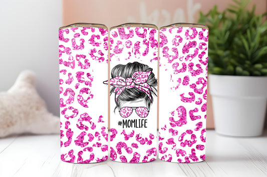 Mom Life Tumbler, Cheetah Mama Tumbler, Mom Gift, Mama, 20oz Skinny Tumbler with Lid & Straw