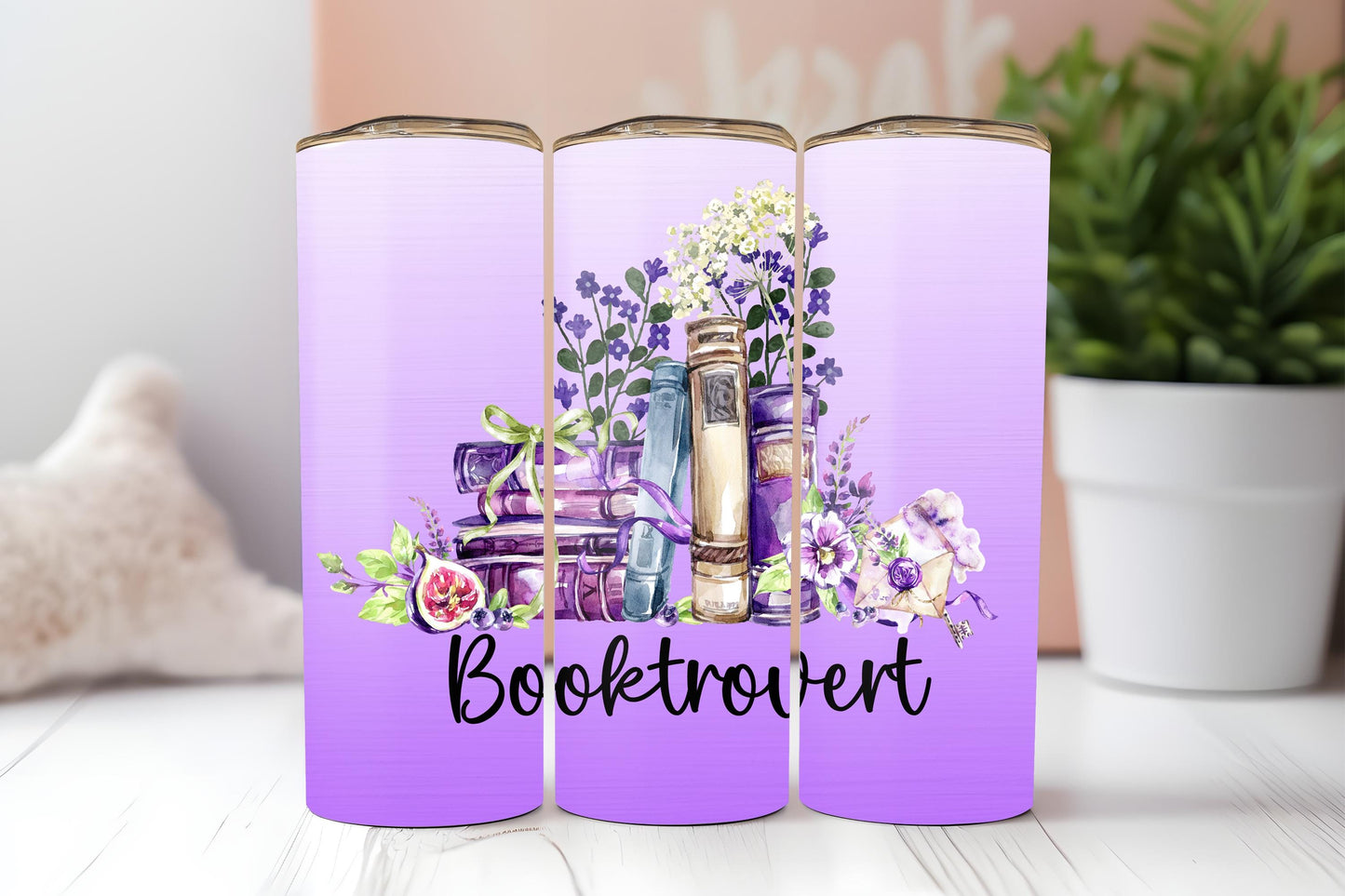 Booktrovert Tumbler, Book Lover Tumbler, Book Lover Gift, Gifts for Book Lovers, 20oz Skinny Tumbler with Lid & Straw