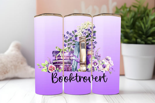 Booktrovert Tumbler, Book Lover Tumbler, Book Lover Gift, Gifts for Book Lovers, 20oz Skinny Tumbler with Lid & Straw