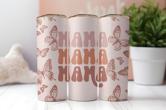 Mama 20oz tumbler, Mom custom tumbler, Mama Butterflies custom stainless tumbler