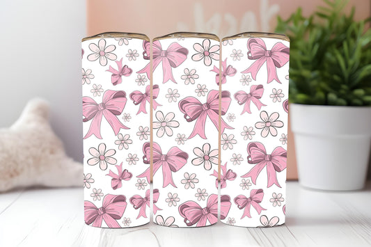 Coquette Bows 20oz tumbler, Girly tumbler, Coquette custom stainless tumbler